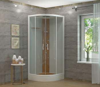 Душевая кабина 1808 бамбук 90*90*224 низкий поддон прозрачное стекло 4к EVA GOLD